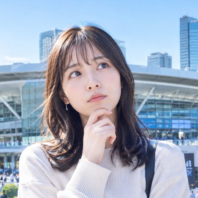 行き先を思い浮かべている来場者